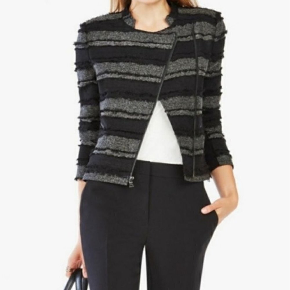 BCBG Max Azria Jaison Fringe Moto Jacket ASO Willa Holland Size S